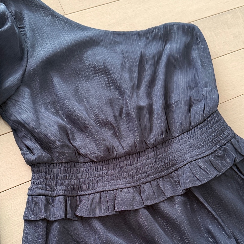 One-Shoulder Black Ruffle Mini Dress - Picture 3 of 7